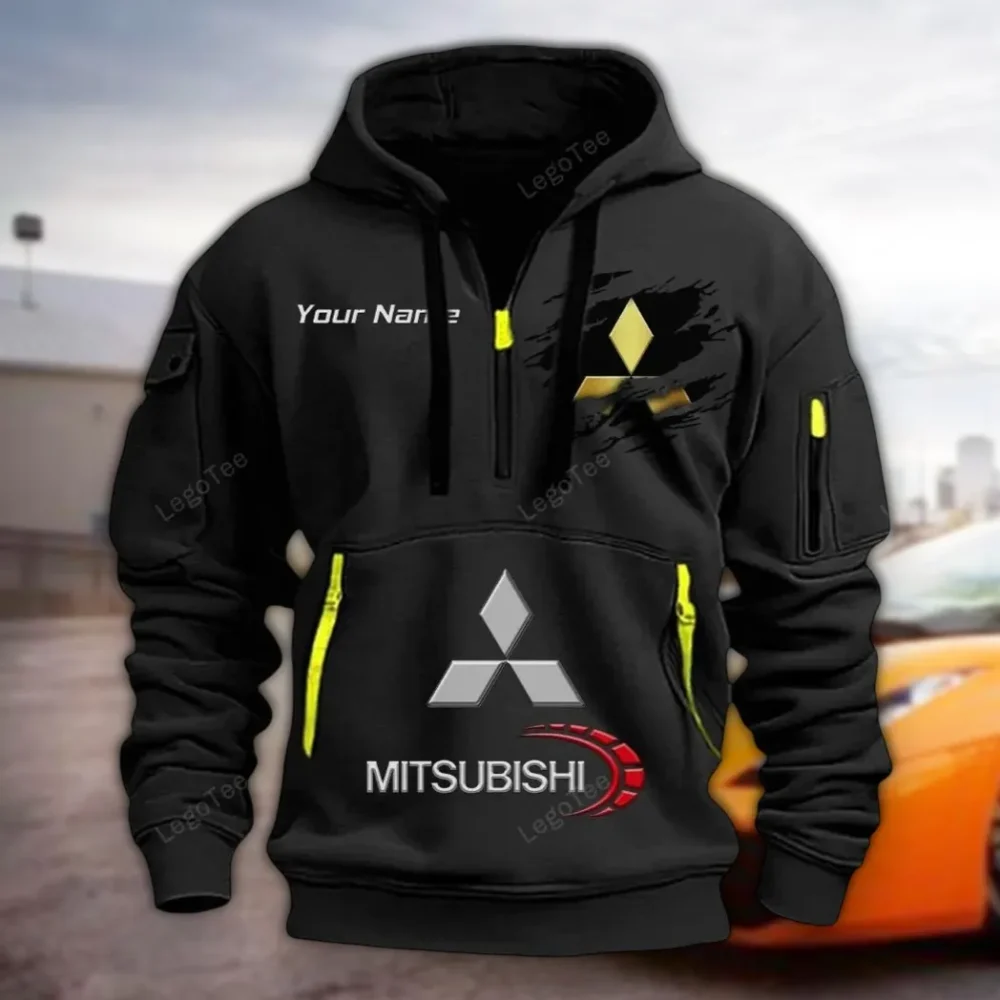 Urban Compact Hoodie Half Zipper, Sport Spirit Hoodie CAR113 - Black