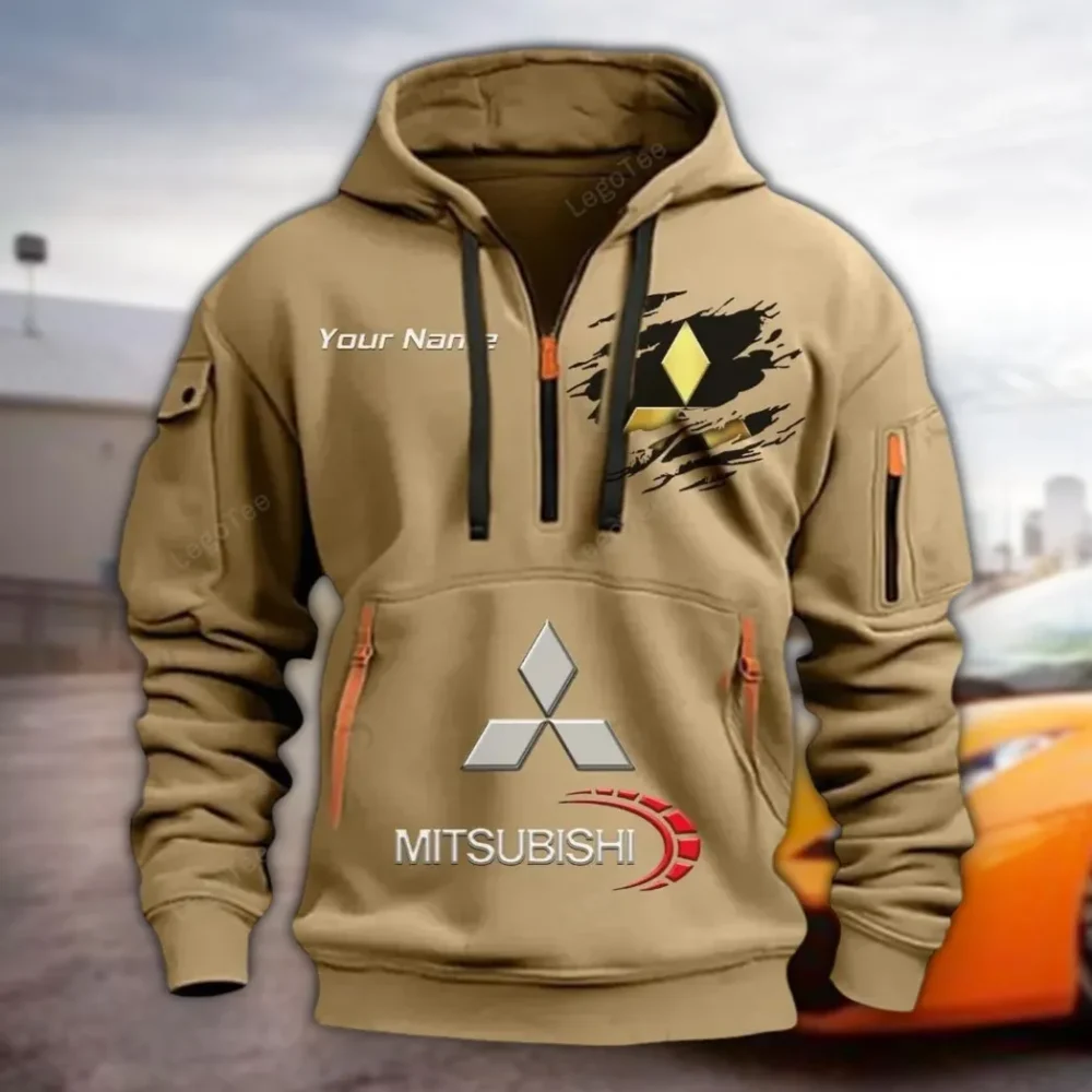 Performance Auto Hoodie Half Zipper, Active Supporter Half-Zip Hoodie CAR113 - Khaki