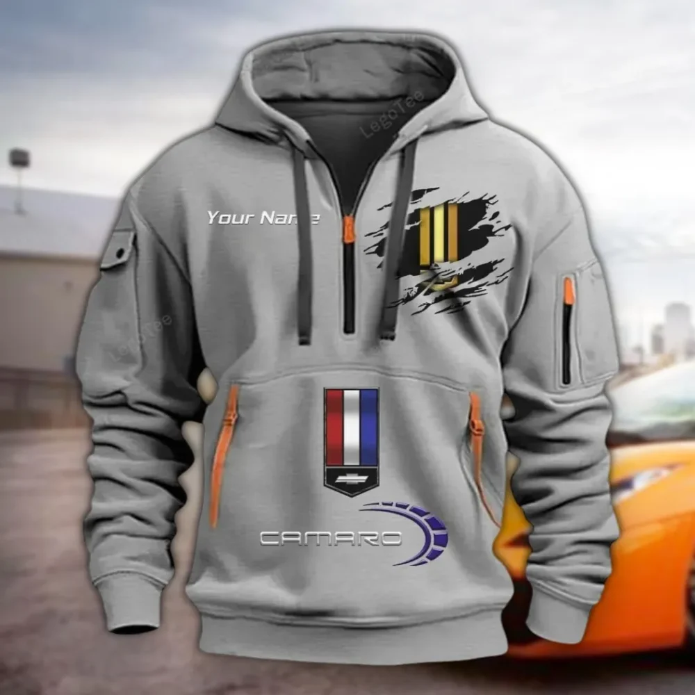 US Performance Coupe Hoodie Half Zipper, Sporty Fan Half-Zip Hoodie CAR113 - Gray