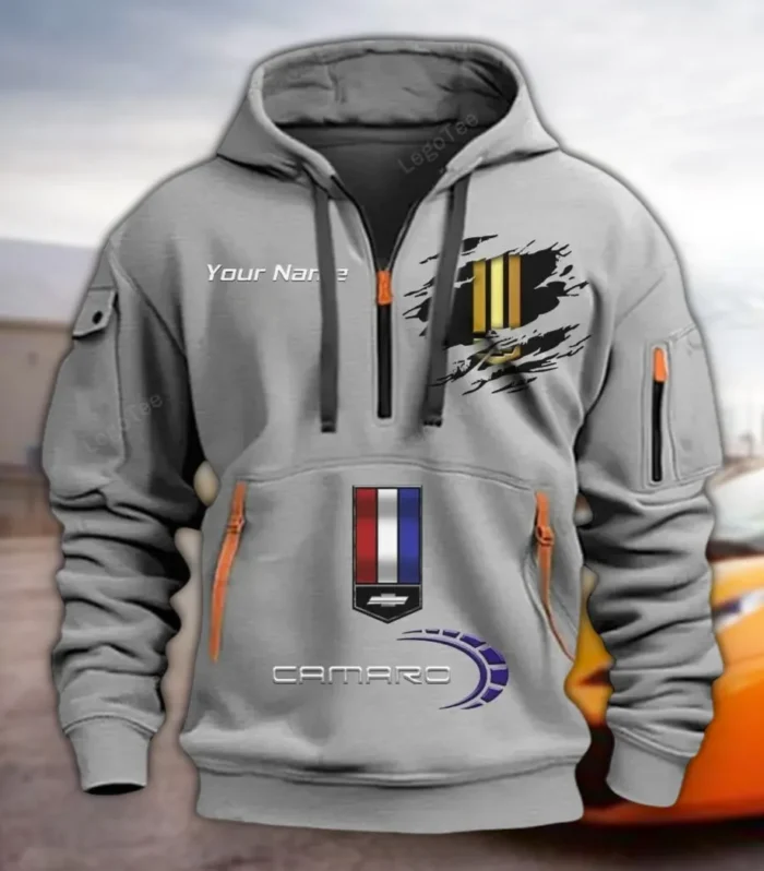 US Performance Coupe Hoodie Half Zipper, Sporty Fan Half-Zip Hoodie CAR113 - Gray