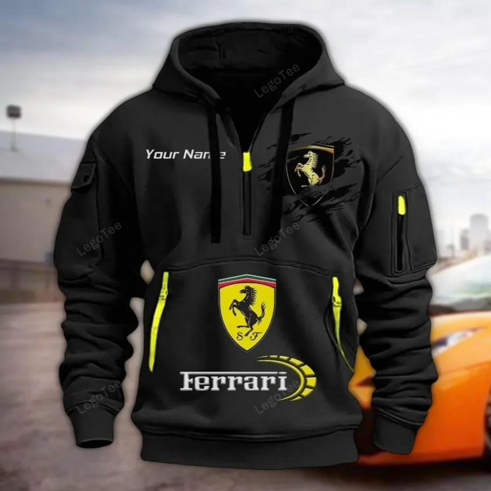 Engineered Car Hoodie Half Zipper, Everyday Comfort Half-Zip Hoodie CAR113 - Black