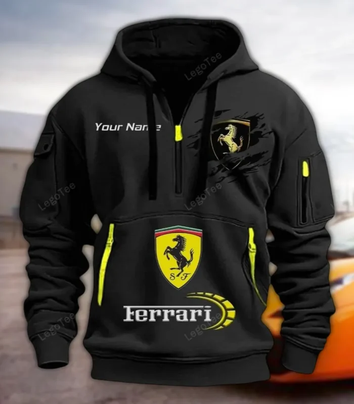 Engineered Car Hoodie Half Zipper, Everyday Comfort Half-Zip Hoodie CAR113 - Black