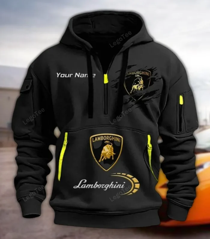 Exotic Sports Car Hoodie Half Zipper, Modern Sport Hoodie CAR113 - Black