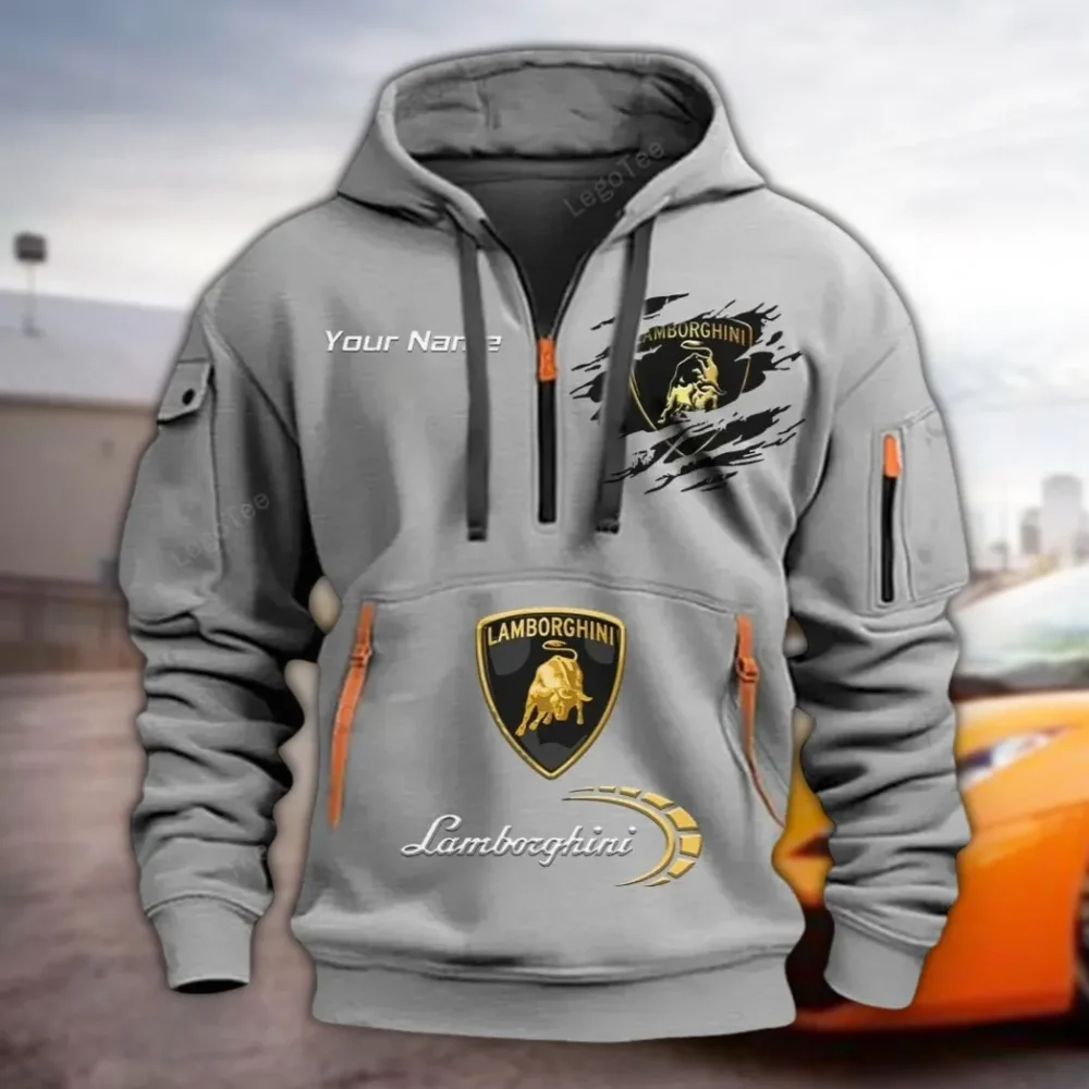 Iconic Supercar Ride Hoodie Half Zipper, Active Spirit Hoodie CAR113 - Gray