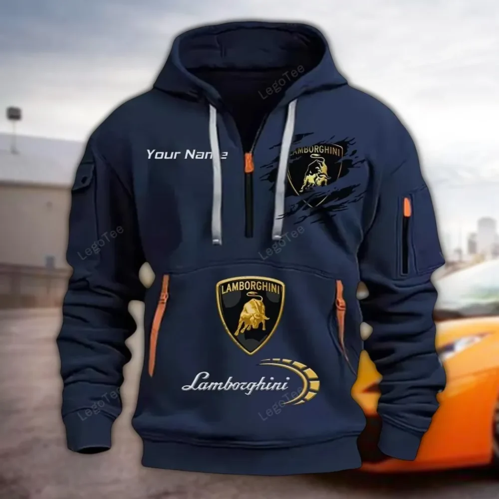 Luxury Vehicle Hoodie Half Zipper, Fan Pride Half-Zip Hoodie CAR113 - Navy