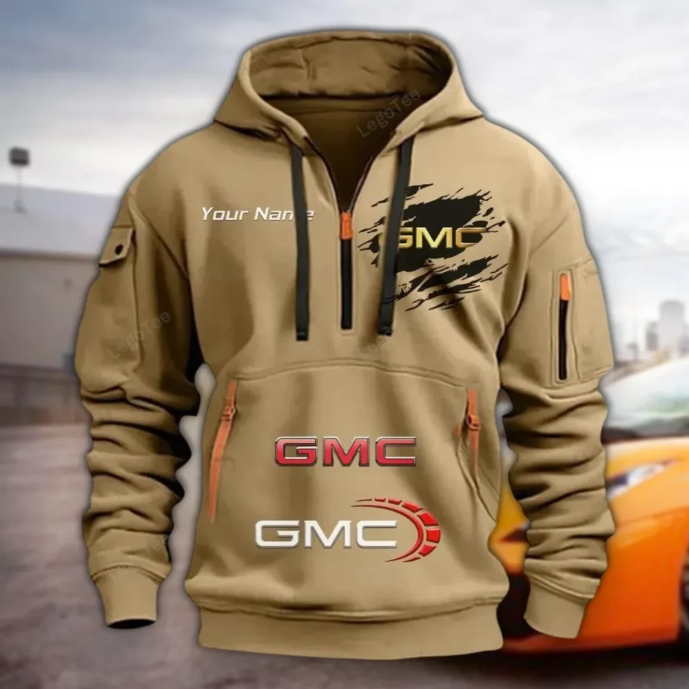 Full-Size Pickup Hoodie Half Zipper, True Fan Hoodie CAR113 - Khaki