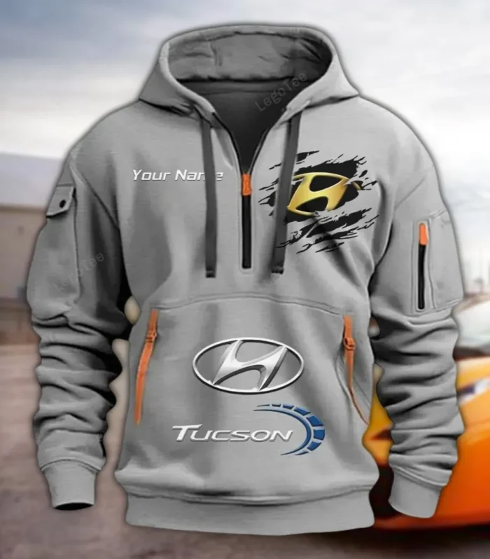 Compact SUV Hoodie Half Zipper, Casual Sport Half-Zip Hoodie CAR113 - Gray