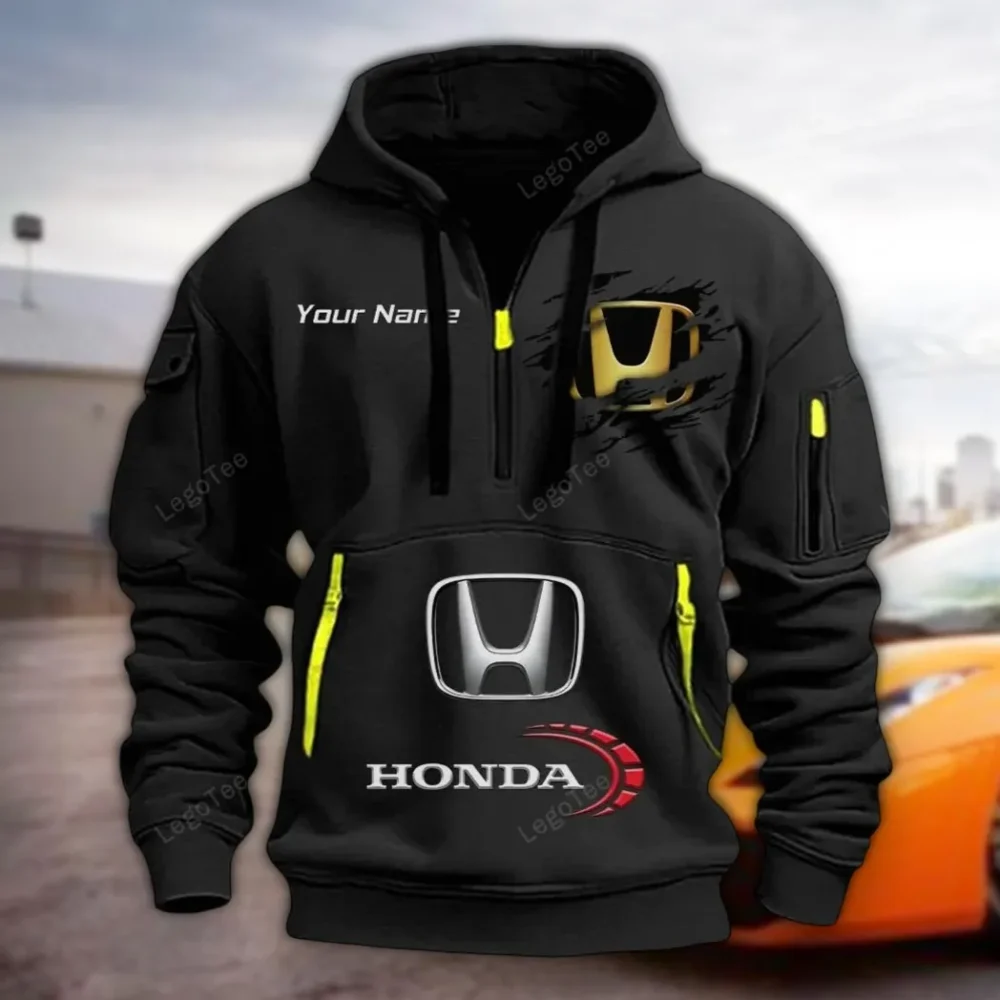 City Car Hoodie Half Zipper, Sport Spirit Hoodie CAR113 - Black