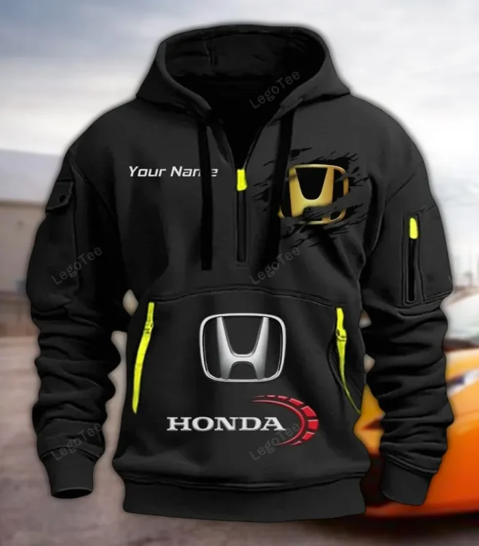 City Car Hoodie Half Zipper, Sport Spirit Hoodie CAR113 - Black