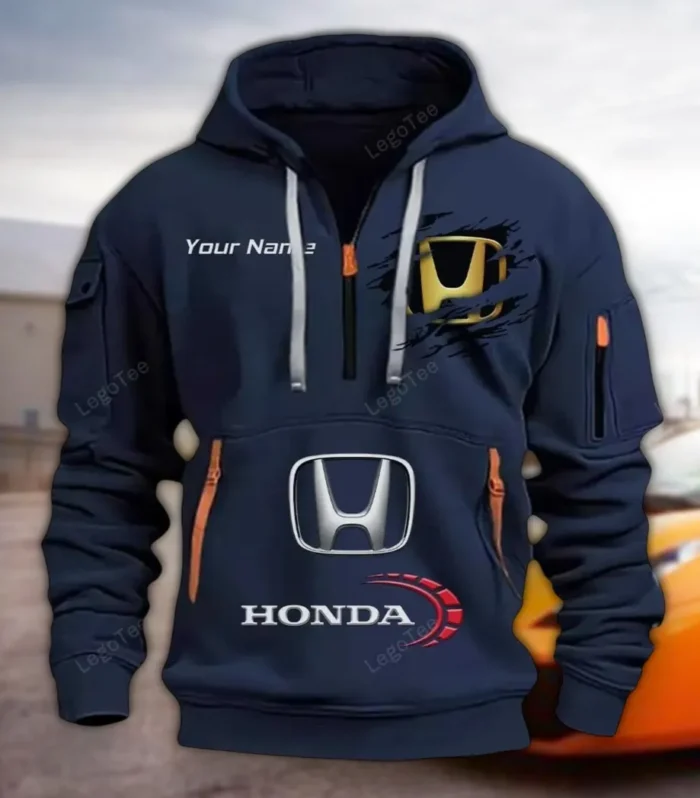 Sedan Hoodie Half Zipper, Casual Sport Half-Zip Hoodie CAR113 - Navy