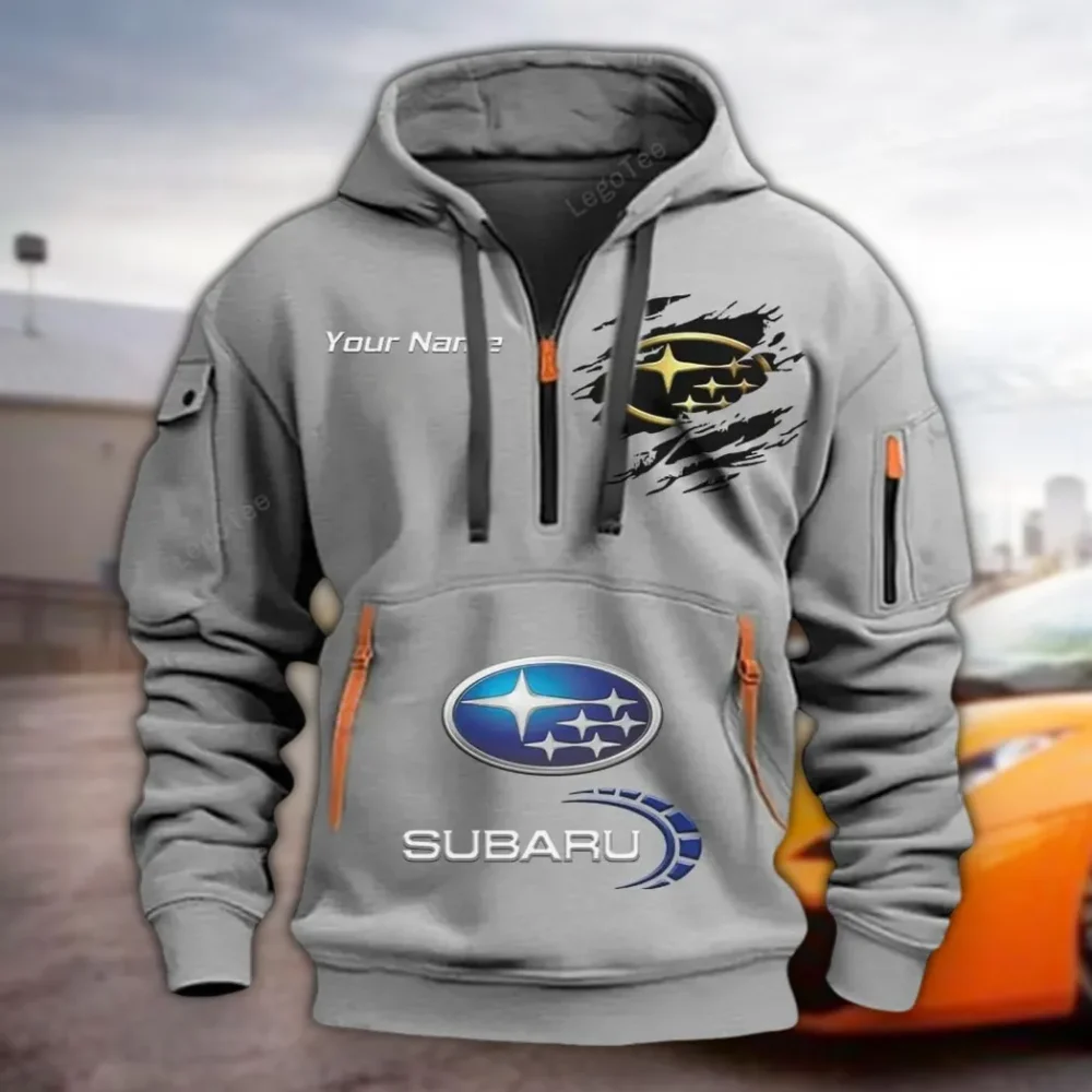 All-Wheel Drive Car Hoodie Half Zipper, Fan Pride Half-Zip Hoodie CAR113 - Gray