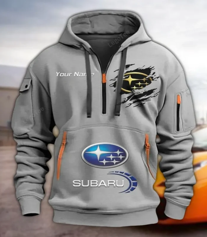 All-Wheel Drive Car Hoodie Half Zipper, Fan Pride Half-Zip Hoodie CAR113 - Gray