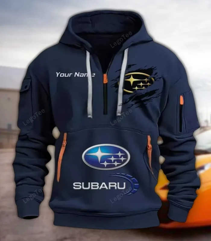 Mountain Ride Hoodie Half Zipper, Athletic Fan Half-Zip Hoodie CAR113 - Navy
