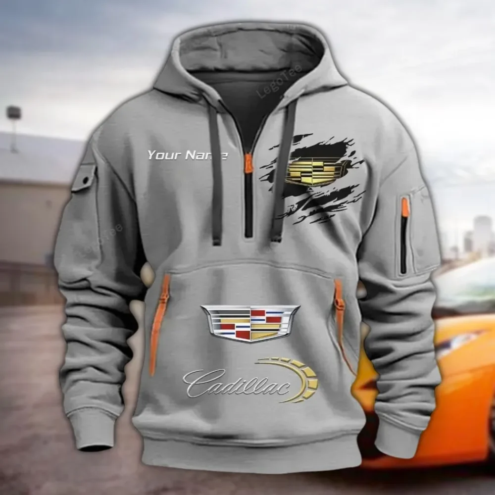 Performance Car Hoodie Half Zipper, Classic Sport Half-Zip Hoodie CAR113 - Gray