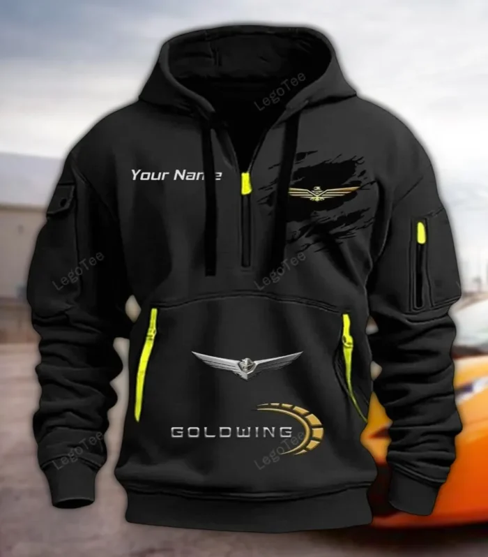 Luxury Touring Bike Hoodie Half Zipper, Athletic Fan Half-Zip Hoodie CAR113 - Black