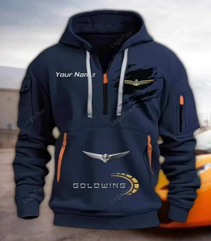 American Retro Vehicle Hoodie Half Zipper, Supporter Style Half-Zip Hoodie CAR113 - Navy