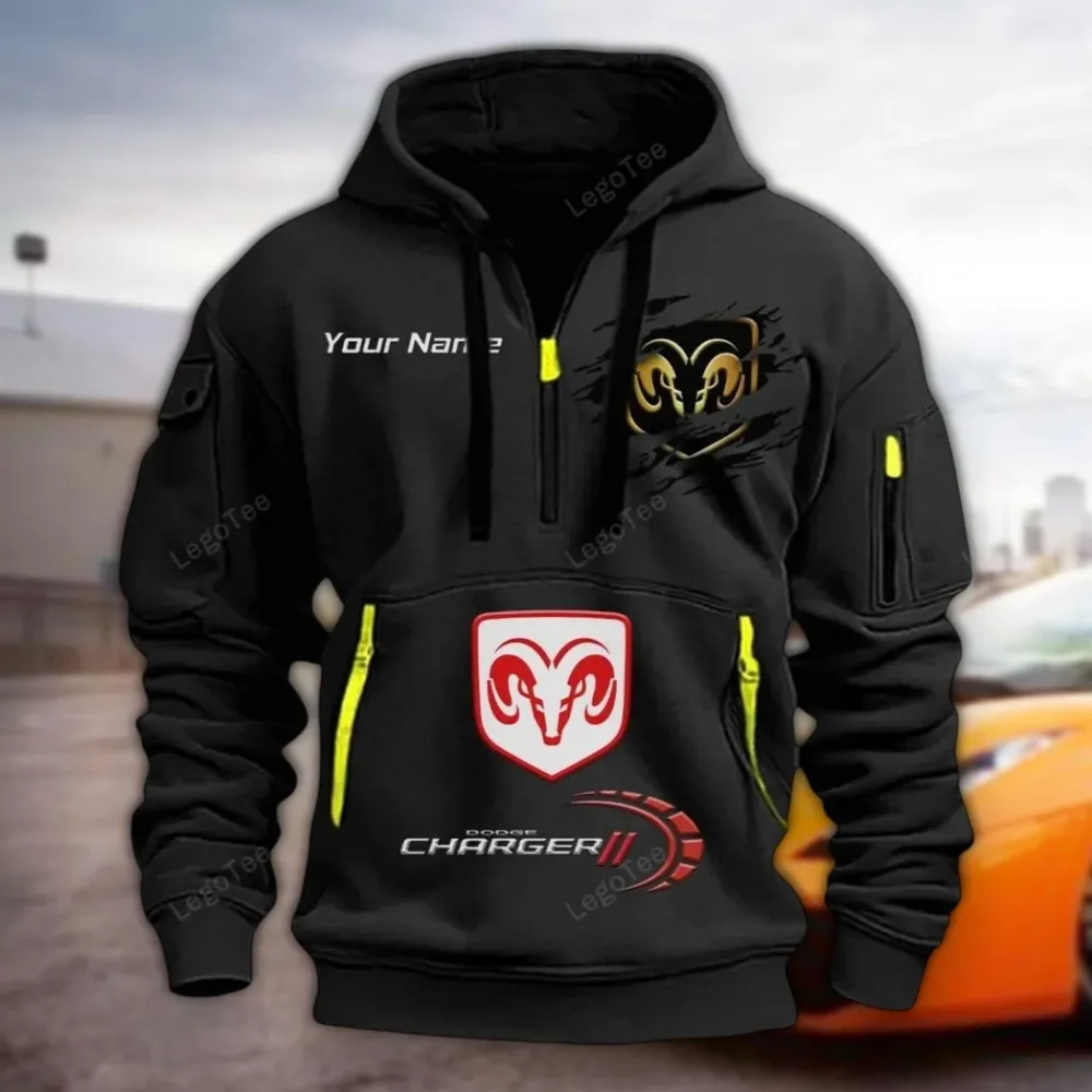 Iconic American Sedan Hoodie Half Zipper, Game Time Hoodie CAR113 - Black