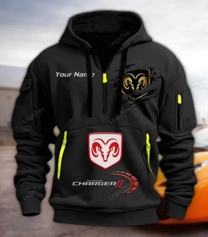 Iconic American Sedan Hoodie Half Zipper, Game Time Hoodie CAR113 - Black