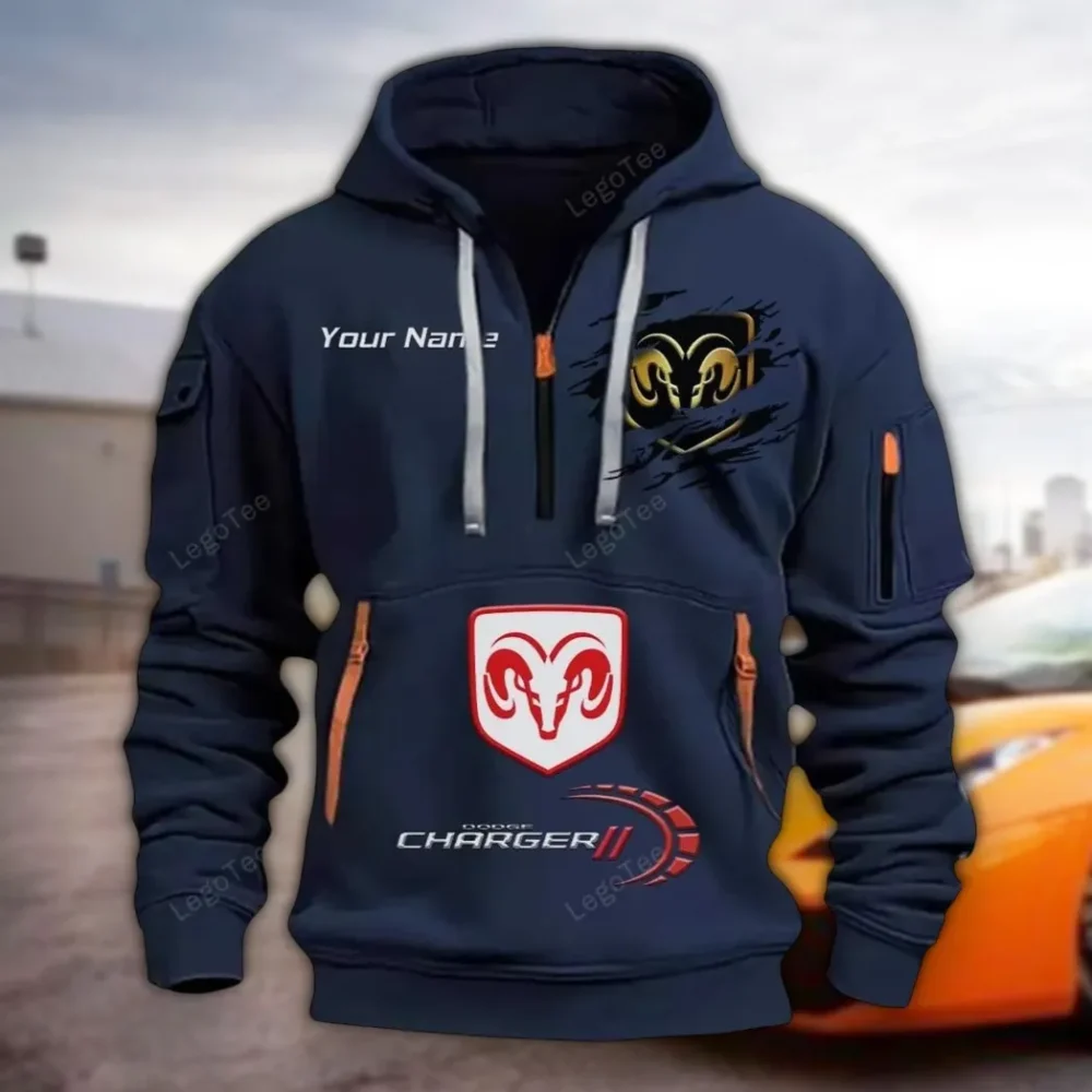 Muscle Sedan Hoodie Half Zipper, Performance Fan Hoodie CAR113 - Navy