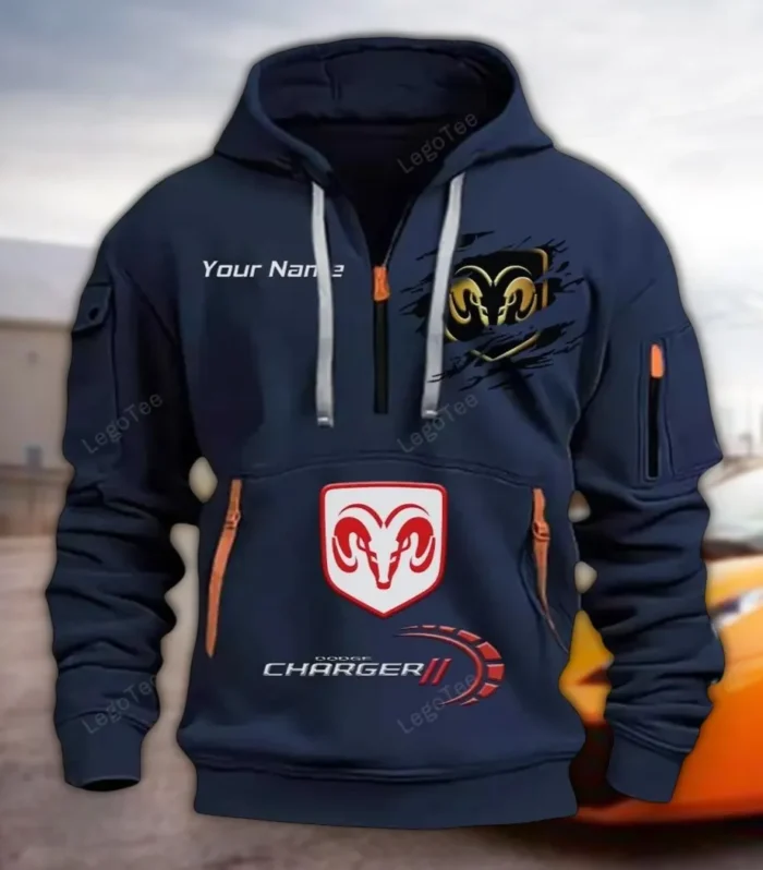 Muscle Sedan Hoodie Half Zipper, Performance Fan Hoodie CAR113 - Navy