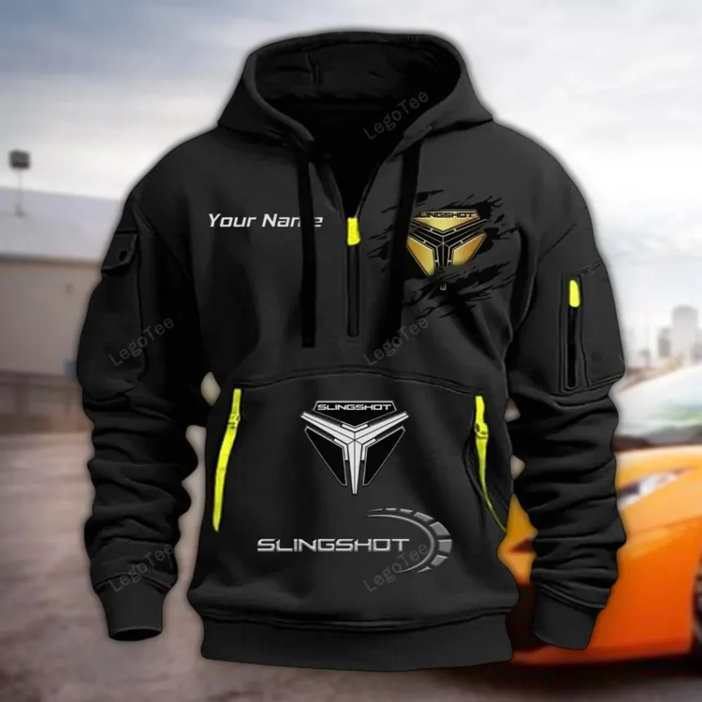 Adventure Cruiser Hoodie Half Zipper, True Fan Hoodie CAR113 - Black
