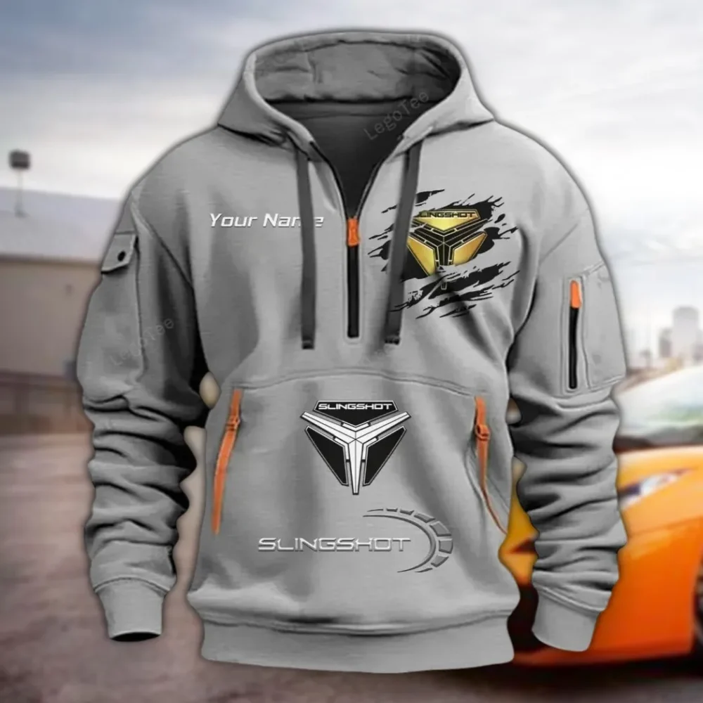 Three-Wheeler Hoodie Half Zipper, Casual Sport Half-Zip Hoodie CAR113 - Gray