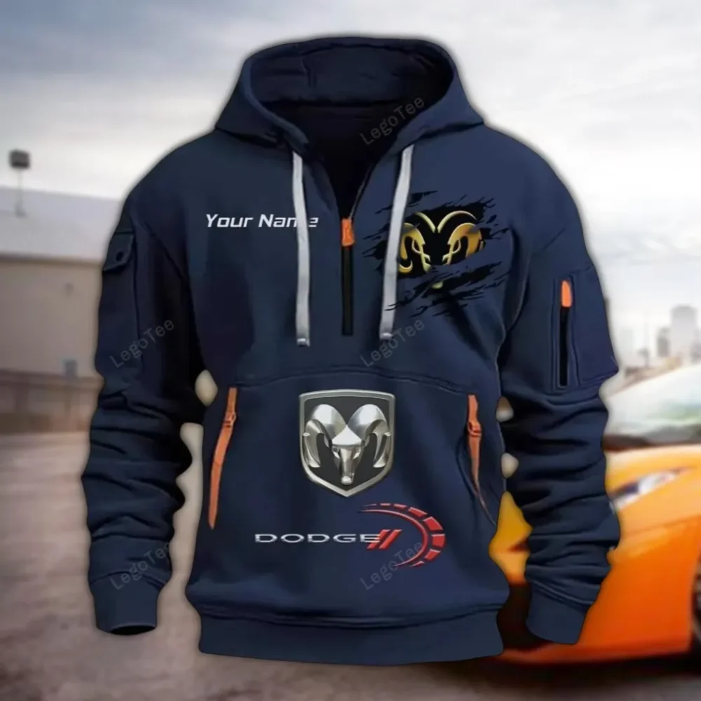 Street Machine Hoodie Half Zipper, Streetwear Fan Hoodie CAR113 - Navy