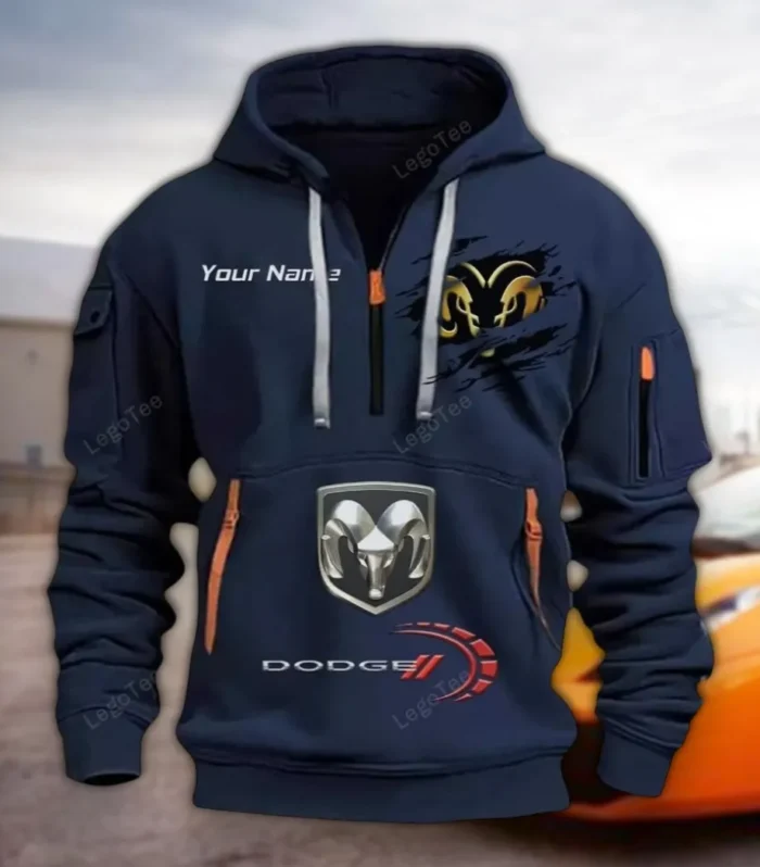 Street Machine Hoodie Half Zipper, Streetwear Fan Hoodie CAR113 - Navy