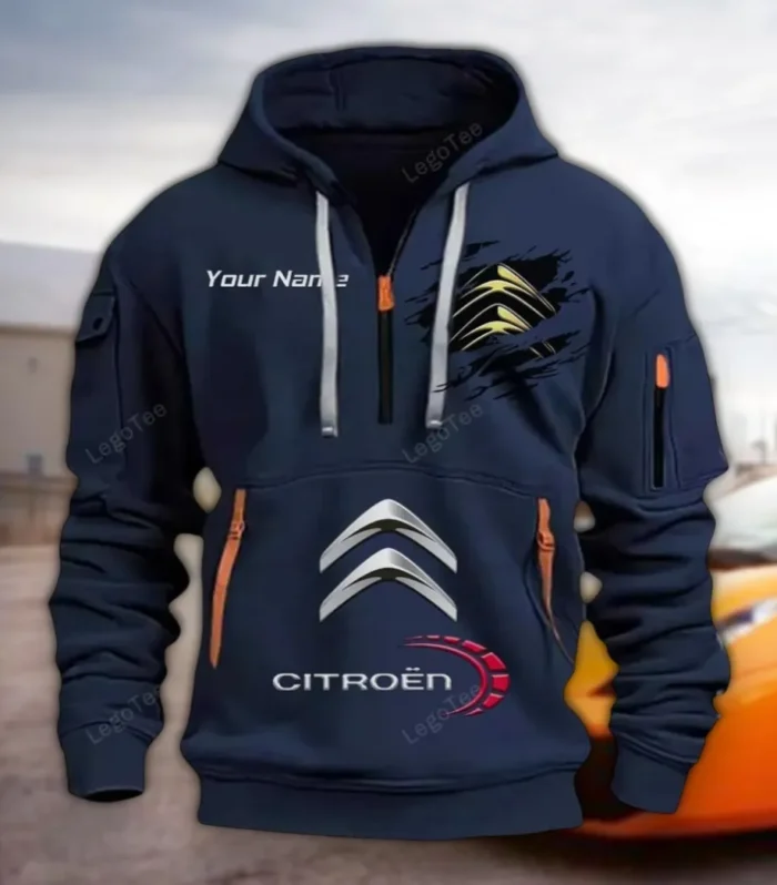 City Car Hoodie Half Zipper, Sport Spirit Hoodie CAR113 - Navy
