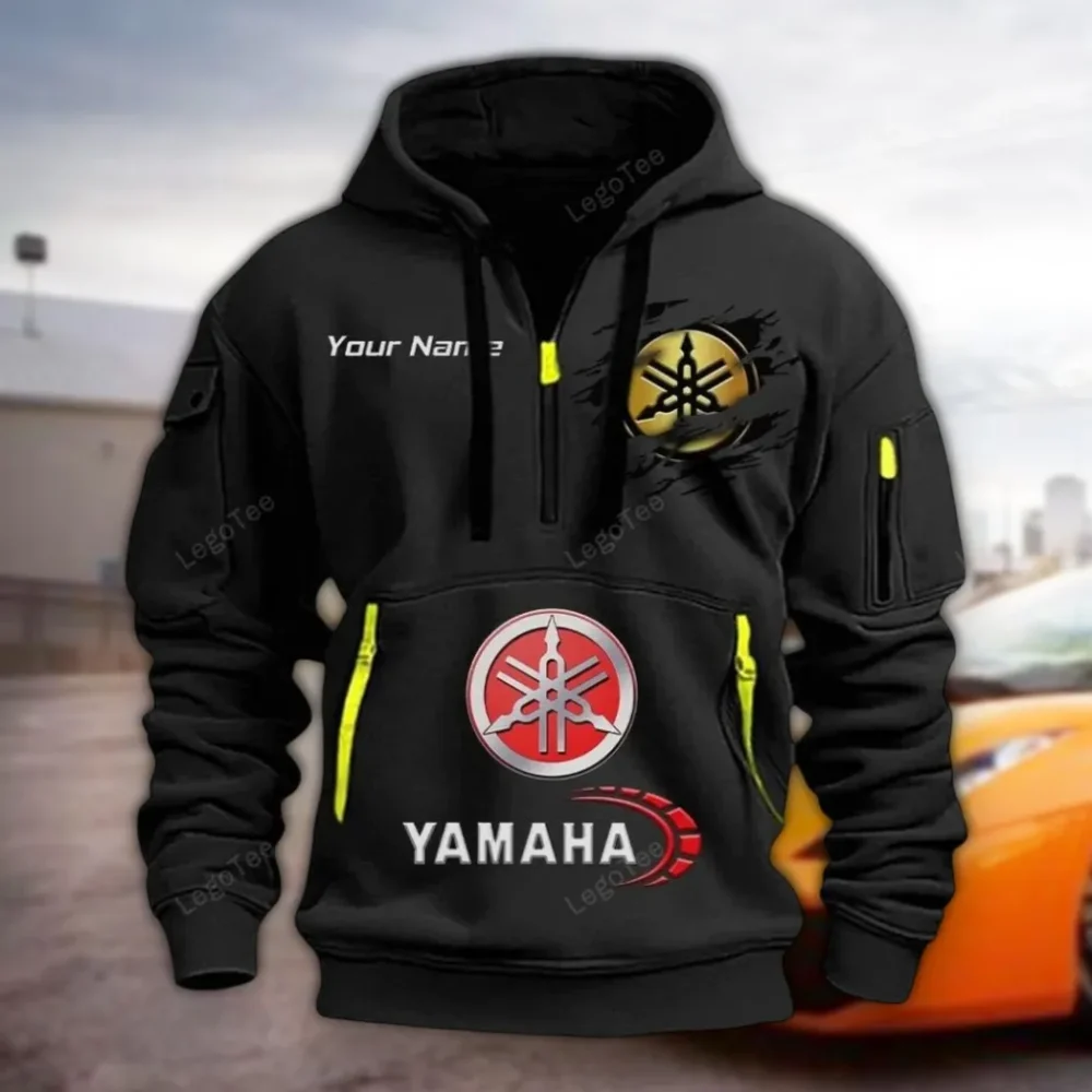 Motorbike Hoodie Half Zipper, True Supporter Half-Zip Hoodie CAR113 - Black