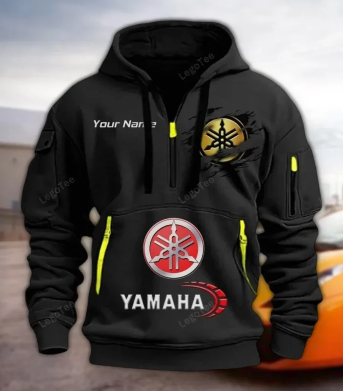 Motorbike Hoodie Half Zipper, True Supporter Half-Zip Hoodie CAR113 - Black