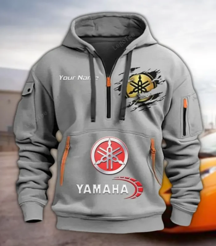 Dual-Sport Bike Hoodie Half Zipper, Warm Up Hoodie CAR113 - Gray