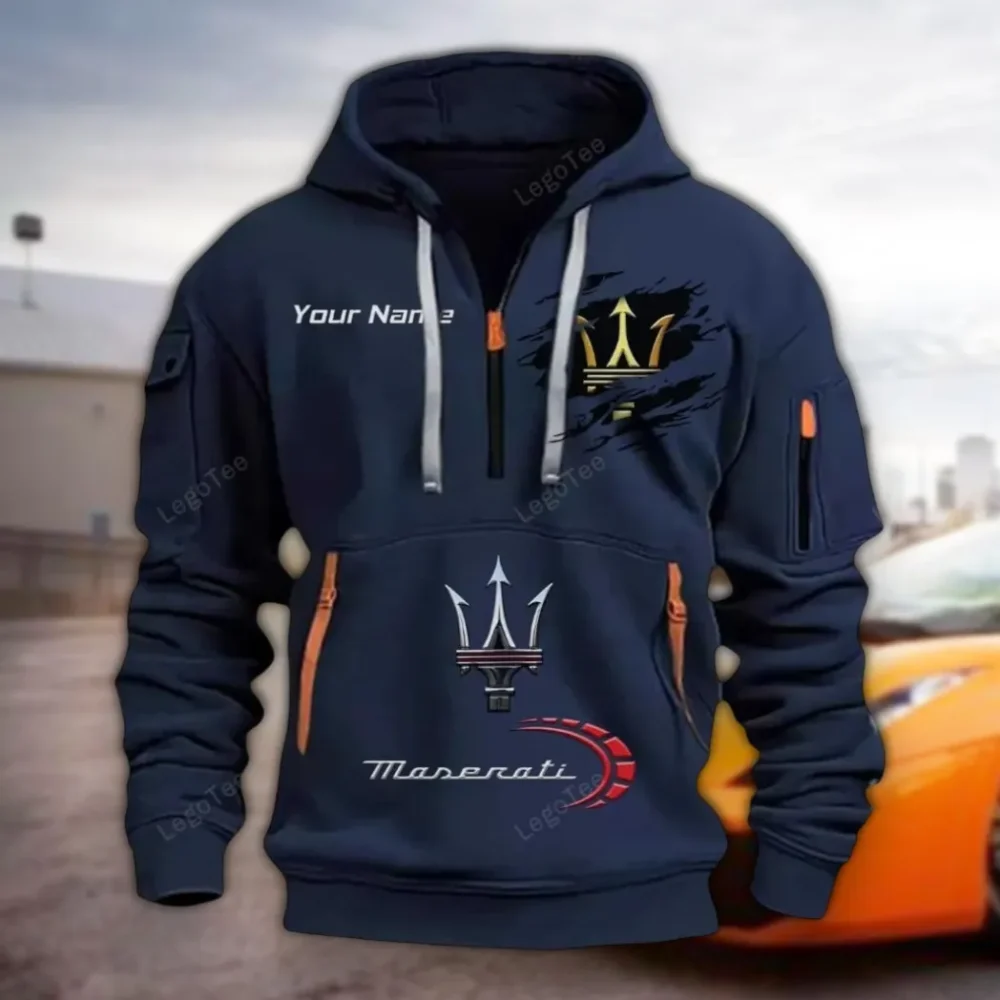 Performance Car Hoodie Half Zipper, All-Season Fan Half-Zip Hoodie CAR113 - Navy