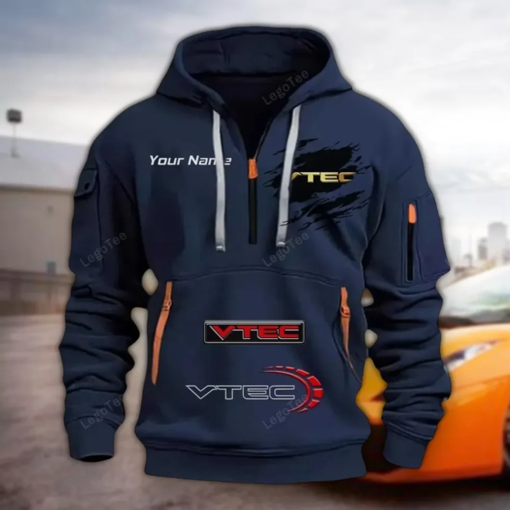 Track-Ready Car Hoodie Half Zipper, Sport Spirit Hoodie CAR113 - Navy