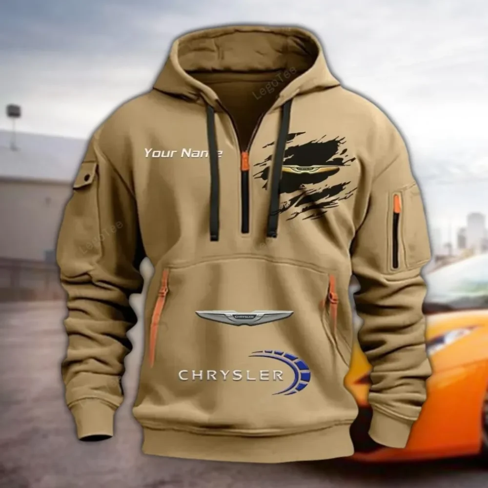 Executive Vehicle Hoodie Half Zipper, Active Supporter Half-Zip Hoodie CAR113 - Khaki