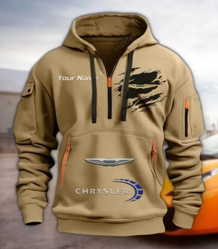 Executive Vehicle Hoodie Half Zipper, Active Supporter Half-Zip Hoodie CAR113 - Khaki