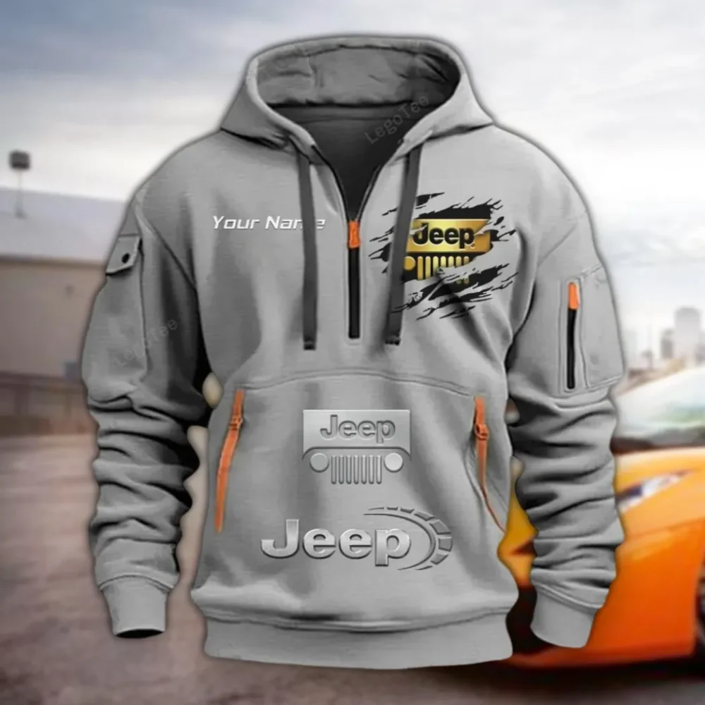Adventure Vehicle Hoodie Half Zipper, Everyday Comfort Half-Zip Hoodie CAR113 - Gray