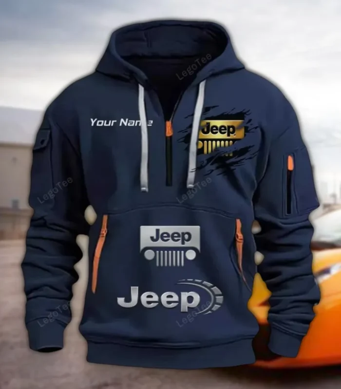 Terrain Auto Hoodie Half Zipper, Sport Spirit Hoodie CAR113 - Navy