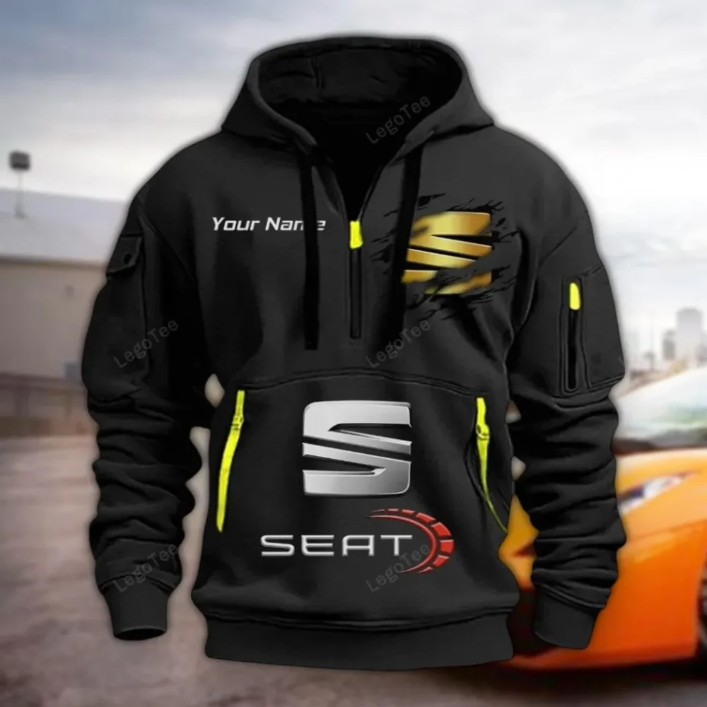 Small SUV Hoodie Half Zipper, Fan Pride Half-Zip Hoodie CAR113 - Black