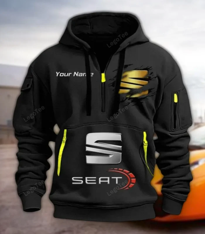 Small SUV Hoodie Half Zipper, Fan Pride Half-Zip Hoodie CAR113 - Black