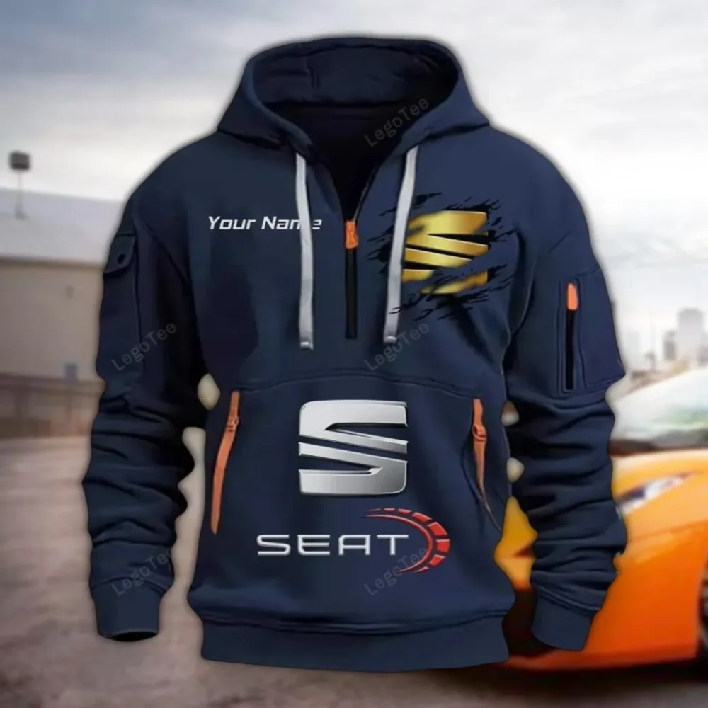 Stylish Sedan Hoodie Half Zipper, Active Spirit Hoodie CAR113 - Navy