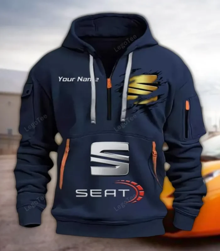 Stylish Sedan Hoodie Half Zipper, Active Spirit Hoodie CAR113 - Navy