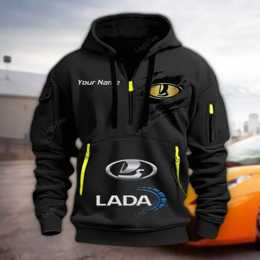 Hatchback Hoodie Half Zipper, Supporter Spirit Hoodie CAR113 - Black