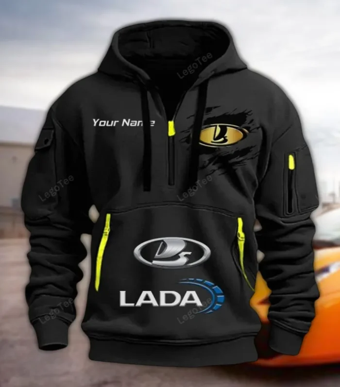 Hatchback Hoodie Half Zipper, Supporter Spirit Hoodie CAR113 - Black
