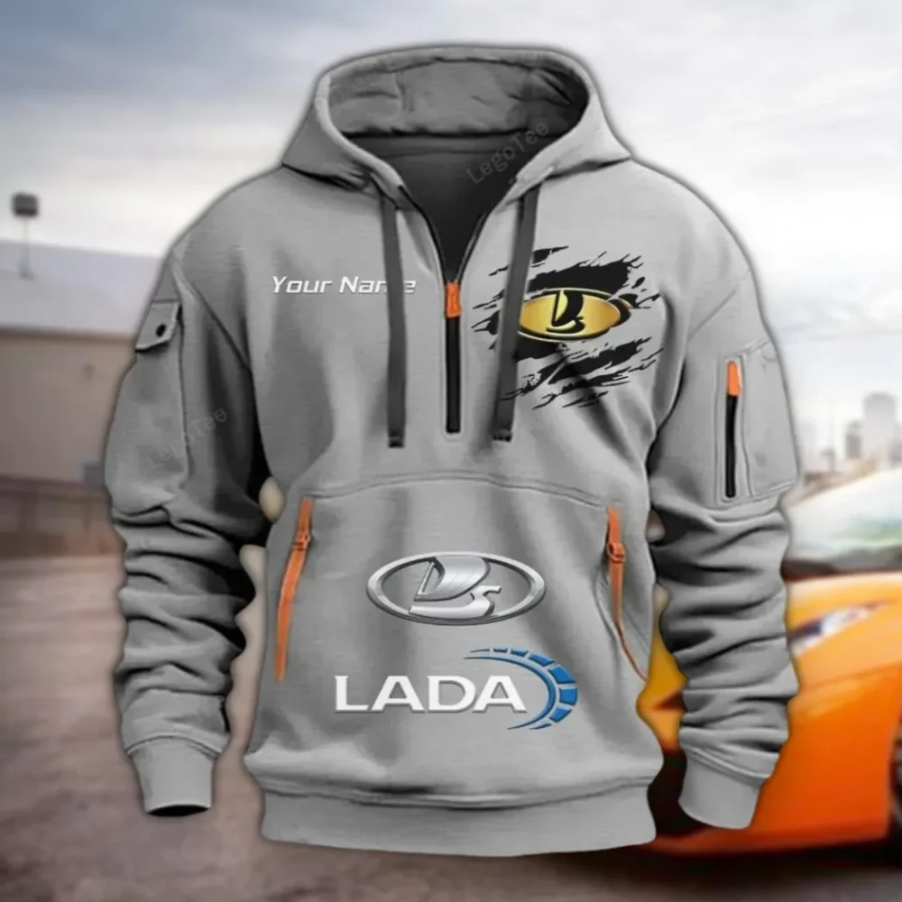 Budget Vehicle Hoodie Half Zipper, All-Season Fan Half-Zip Hoodie CAR113 - Gray