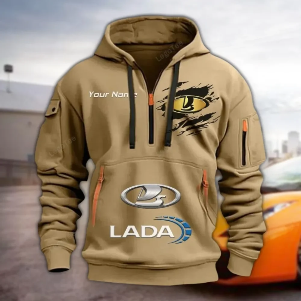 Family Car Hoodie Half Zipper, Game Time Hoodie CAR113 - Khaki