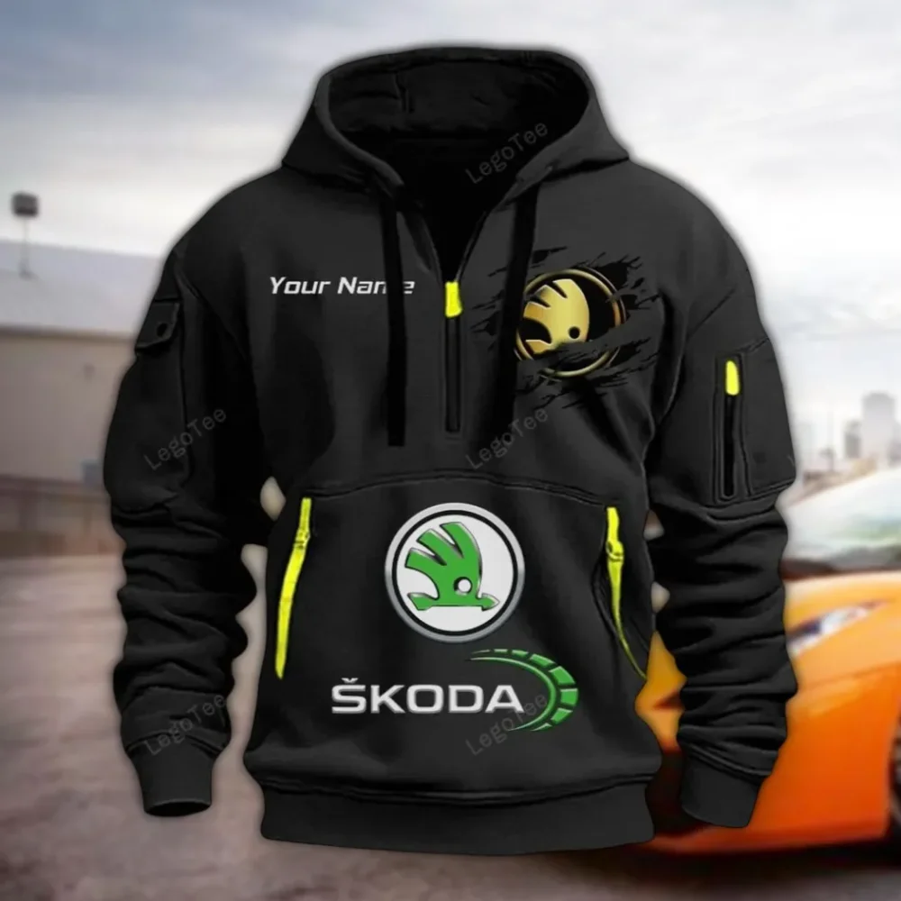 Reliable Vehicle Hoodie Half Zipper, Bold Fan Hoodie CAR113 - Black