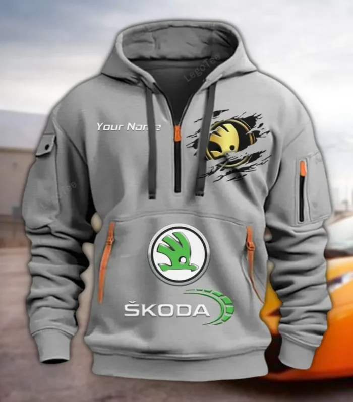 Passenger Car Hoodie Half Zipper, True Fan Hoodie CAR113 - Gray