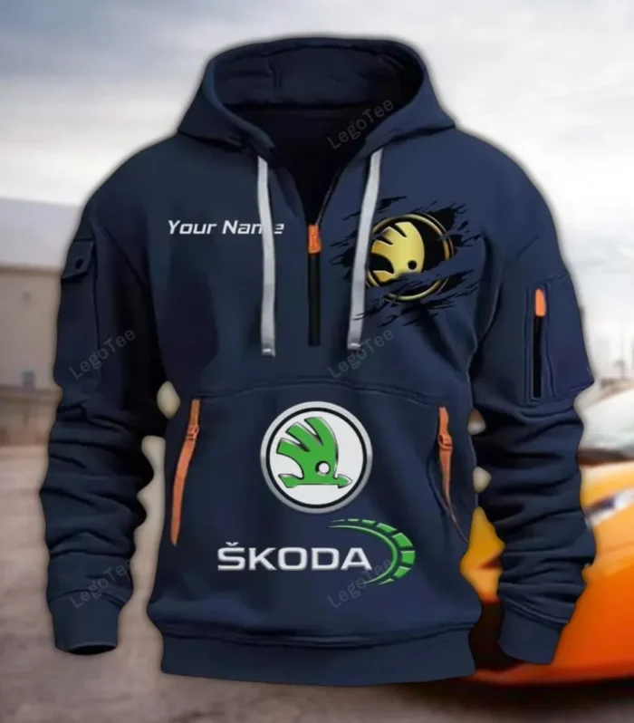 Practical Hatchback Hoodie Half Zipper, Game Ready Half-Zip Hoodie CAR113 - Navy