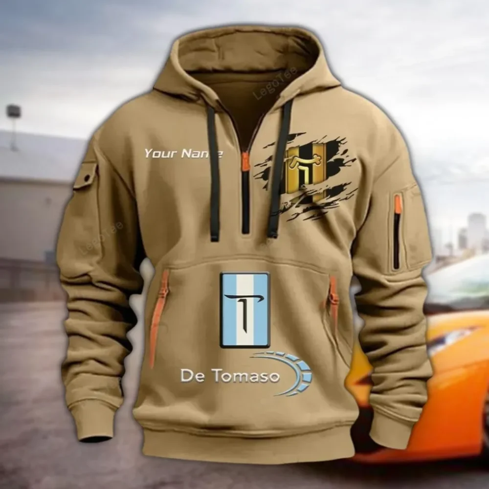 Luxury Muscle Hoodie Half Zipper, Athletic Fan Half-Zip Hoodie CAR113 - Khaki